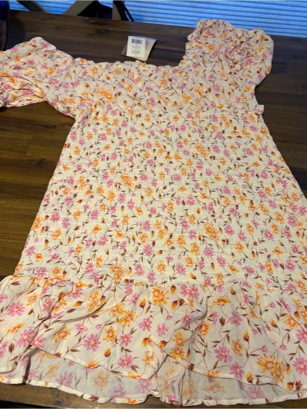Lily Rose Cream Mini Dress with Pink & Orange Floral Print
